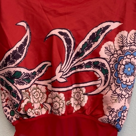 NWT FREE PEOPLE Handerkerchief Tie Back Satin Bodysuit Onesie, sz Small - Picture 9 of 9